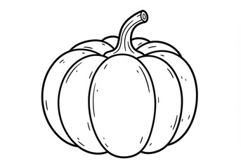 Illustration of a round pumpkin with a stem and segments in outline drawing