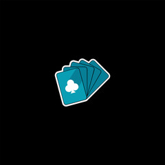 Stylized Graphic of Four Playing Cards with Club Suit in Turquoise Color