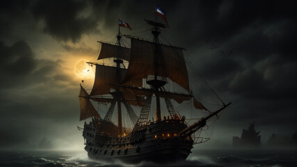 Mysterious Pirate Ship Wallpaper 