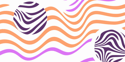 Abstract Wavy Lines Background: Peach, Purple, & Zebra Stripes