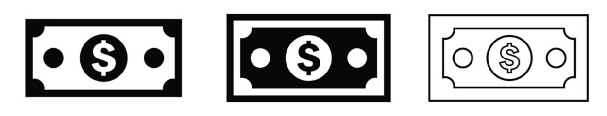 dollar money notes sign icon. usd dollar banknotes icon. salary symbol. american currency. money icon. cash bill sign. payment in cash. lottery win. wealth, finance and success. vector illustration