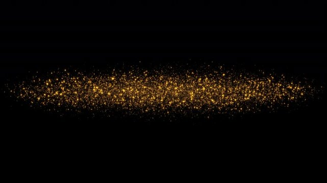 Animation of center glow gold star particles explosion sparkming line on black background for screen project overlay. Motion movement Transition overlay, 
