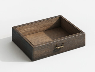 A secret compartment drawer, isolated on a white surface, with hidden hinges and no shadow.