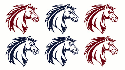 Fototapeta premium Powerful Horse Head Logo Design Set