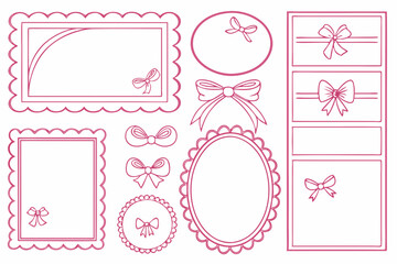 Pink Scrapbooking Frames and Bows Vector Set