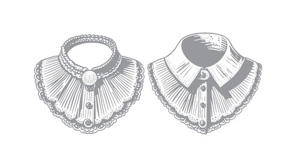 Collection of Detailed Engraving Vintage Ruff Collars