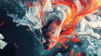 Ethereal portrait composition blending digital artwork and coloristic expression