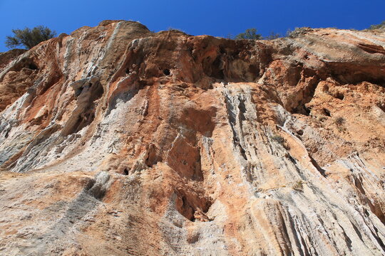 Rock climbing crag area Spectacular Cave in Geyikbayiri, Turkey. Rock climbing spot near Antalya. Geyikbayiri rockclimbing area crag in Turkey. Tuffa rock walls and caves spectacular view landscape