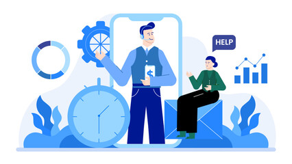 Man on phone assisting customer in a call center. Suitable for customer service, helpline, phone support, and remote assistance concepts.