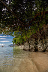Beautiful amazing nature background. Tropical blue sun sea in Philippines