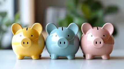 Obraz premium colorful piggy banks symbolizing financial planning and saving money for different goals with a cheerful and optimistic approach to personal finance