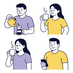 Enjoying coffee moments, brewing and sipping with joy and relaxation