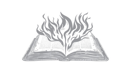 open book with fire flame