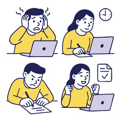 Stressful moments of work productivity time management emotions success frustration focus