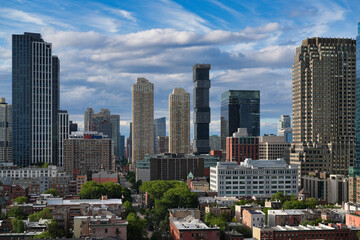 Obraz premium Aerial view of Jersey City on a clear May day.