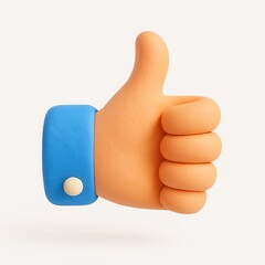 3D Render of an Orange Thumbs Up Gesture with a Blue Cuff