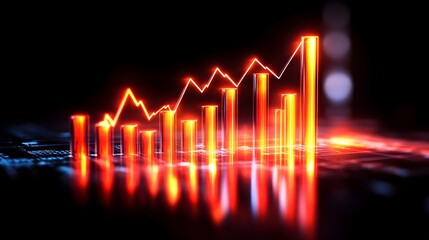 Glowing chart of rising stock values