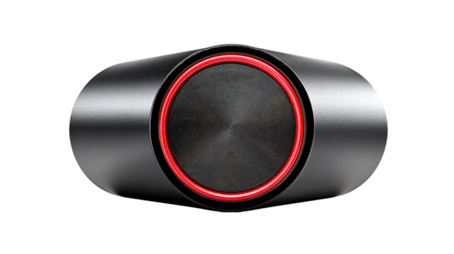 Sleek Audio Device: A close-up shot of a modern audio device, a sleek and cylindrical form, that will captivate and enhance any visual project or design.