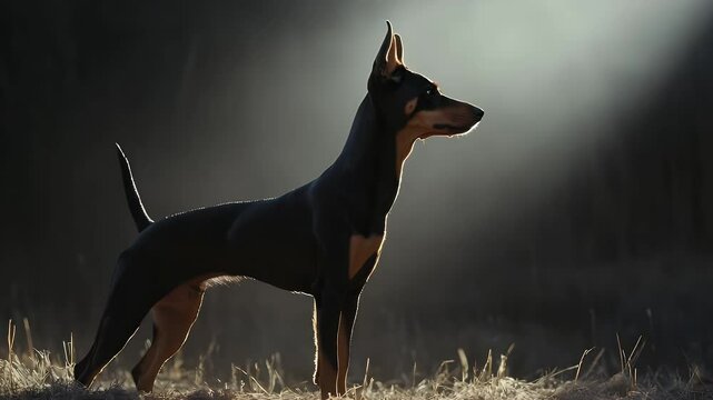 Black and Tan Dog in Silhouette