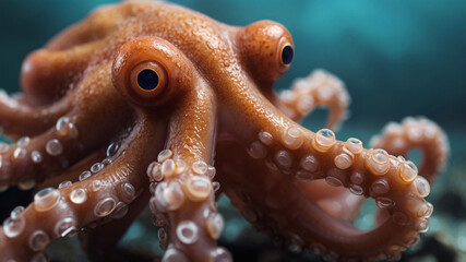 Macro Close-Up of Octopus Tentacles with Suckers &ndash; High Detail Marine Texture Background