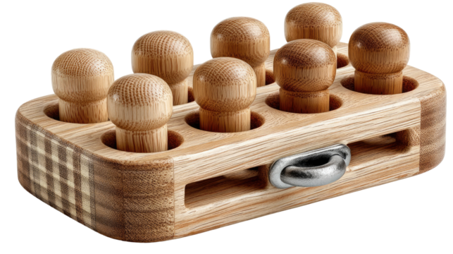 Wooden Peg Game : A close-up shot captures the beauty of a meticulously crafted wooden peg game, its natural texture and appealing design sparking a sense of joy and wonder.