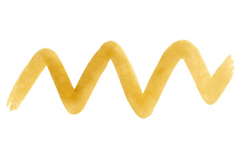 Golden zig zag brush stroke creating a dynamic and elegant design element on a transparent background