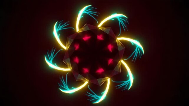 Colorful abstract design with glowing elements in circular pattern  