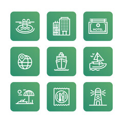 Travel icon black. Vocation icon set. Vector icon illustration