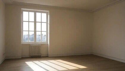 Fototapeta premium Serene room featuring natural light streaming through a multi-pane window