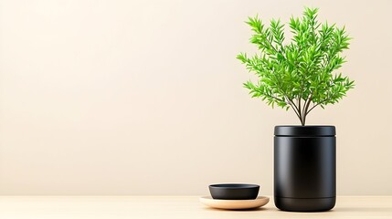 Minimalist plant in black pot