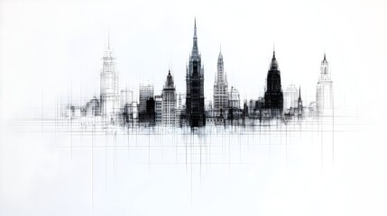 Obraz premium Abstract NYC skyline sketch