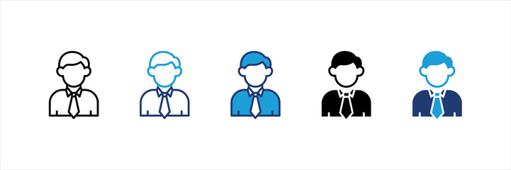 Male Employee Multi Style Icon Set