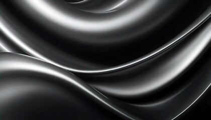 Fototapeta premium An abstract depiction shows a glossy black and silver texture, with softly flowing, elegant shapes.