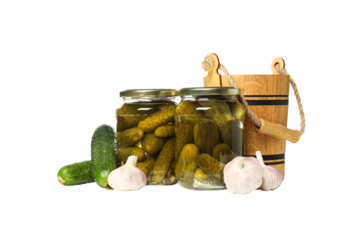 PNG, a jar of cucumber twists, isolated on a white background.