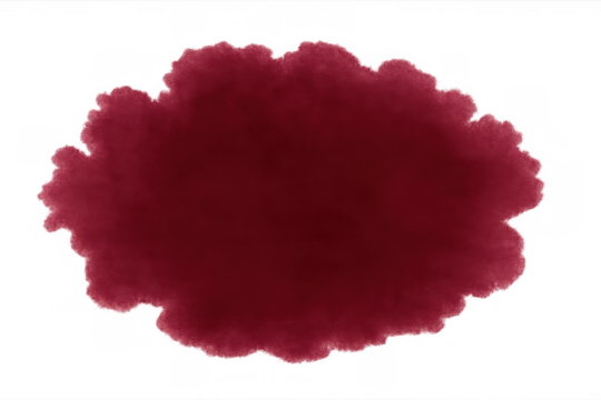 Dark red watercolor splash featuring soft-edged texture, blending seamlessly on transparent backdrop with artistic visual impact