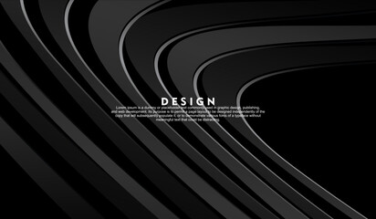 Abstract futuristic dark black background with wave design. Realistic 3d wallpaper with luxurious flowing lines. Perfect background for posters, websites, brochures, banners, applications, etc.	
