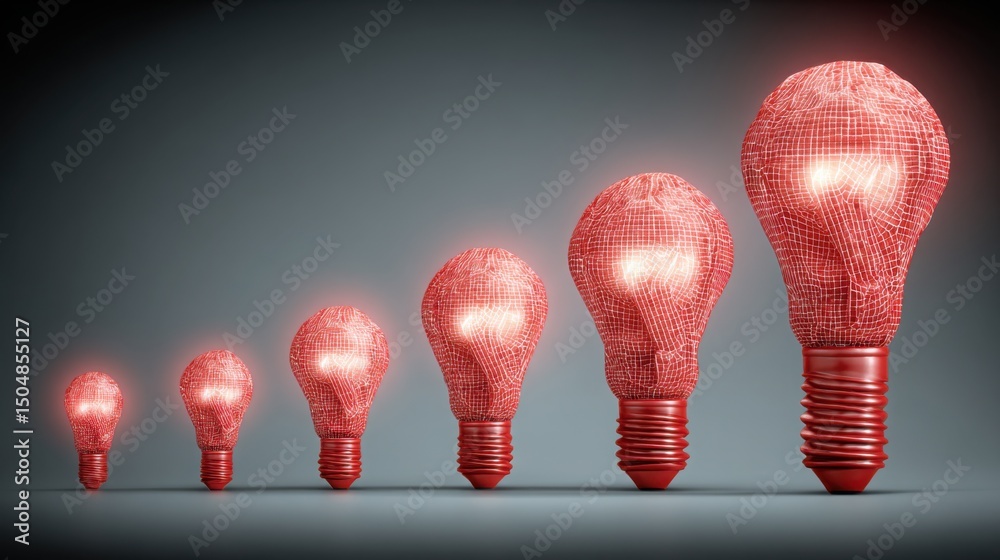 Poster engaging innovation metrics icon concept featuring a line graph with spark icons illustrating data i