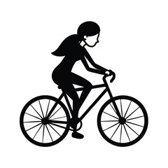 Obraz premium Bicyclist girl silhouette vector illustration 