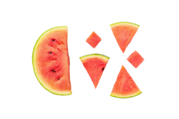 Watermelon wedges fanned in circle for picnic poster layouts and nutrition infographic wheels