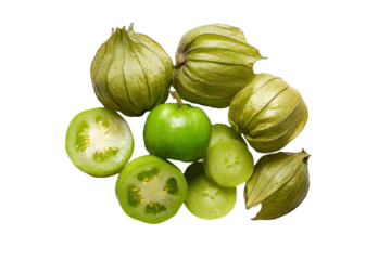 Purple tomatillo isolated on transparent background delivers exotic accents for upscale cocktails