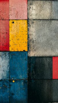 Colorful, weathered metal plates forming a patchwork