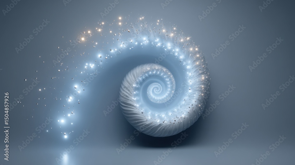Poster quantum timed fibonacci spiral projection tool icon concept demonstrating mathematical patterns and 