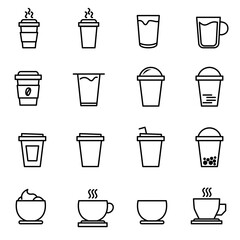 set of drink and coffee cups vector