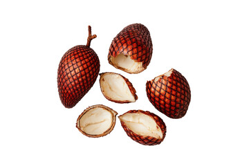 Whole snake-fruit under even lighting isolated on transparent background elevates wellness-blog antioxidant charts