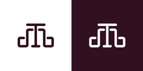 Modern MT Monogram Line Logo Template | Minimal Personal Brand or Business Identity