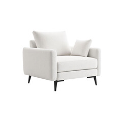 Modern White Textured Armchair with Black Legs - Cozy and Stylish Living Room Furniture