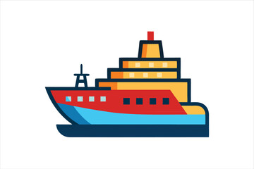 Obraz premium Flat Marine Ship Vector Icon with Clean White Background
