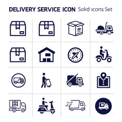 Delivery Service Icon Set – Solid Vector Icons for Order Tracking, Shipping, Courier & Logistics