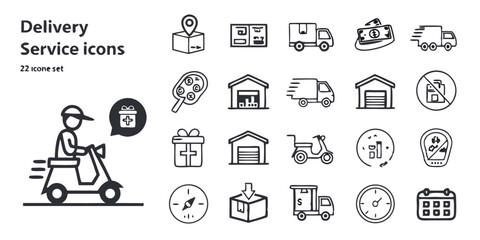 Delivery Service Icon Set – Solid Vector Icons for Order Tracking, Shipping, Courier & Logistics