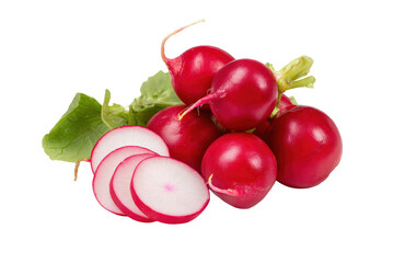 Row of purple-radish slices on transparent background ideal for gourmet bruschetta imagery and veggie-chip packaging